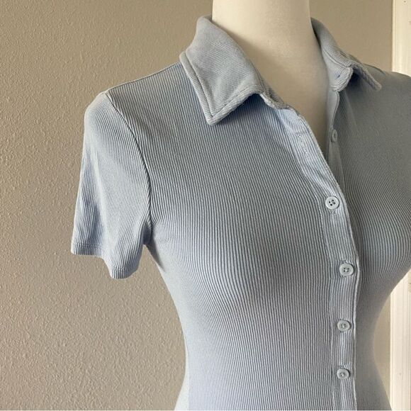 Forever 21 Button Front Tee Dress Ribbed Short Sleeves SZ S - Picture 11 of 14